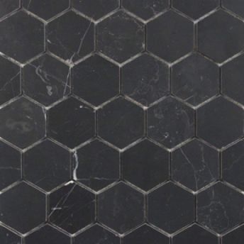 Nero Marquina Honed 48mm Hexagon