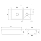 Cuisine 93 x 48 One and a Half Bowl Inset / Undermount Fine Fireclay Gloss White Sink