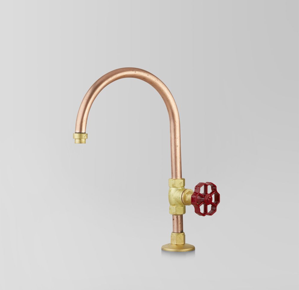 Eden Pillar Tap Red Powdercoat Handles