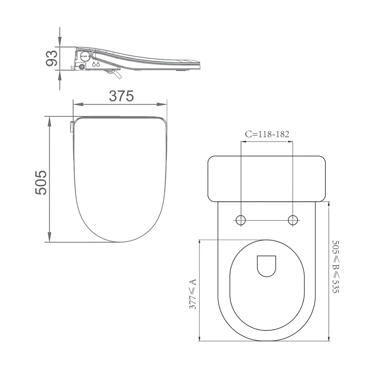 LaFeme Thea Standard Electrical Bidet Remote Control Gloss White
