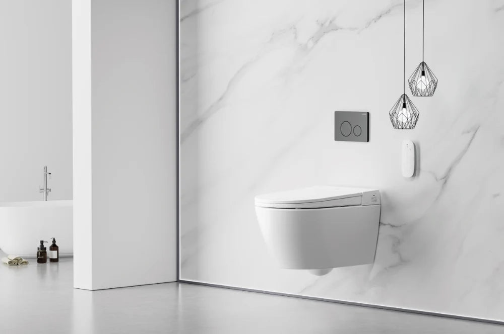 LaFeme Sesto Smart Toilet Wall Hung Package with Autoflush in Gloss white
