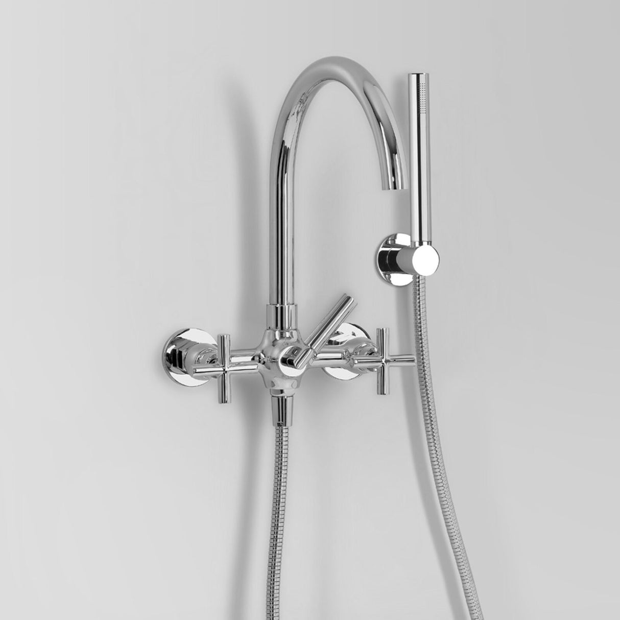 Icon + Bath mixer with hand shower wall mount