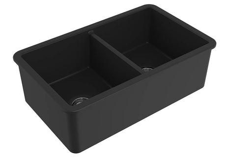 Cuisine 85 x 46 Double Inset / Undermount Fine Fireclay Sink Matte Black