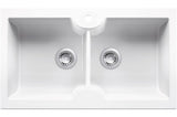 Cuisine 86 x 50 Inset / Undermount Fine Fireclay Gloss White Sink - Double Bowl with Taphole