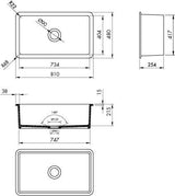 Cuisine 81 x 48 Inset / Undermount Fine Fireclay Gloss White Sink