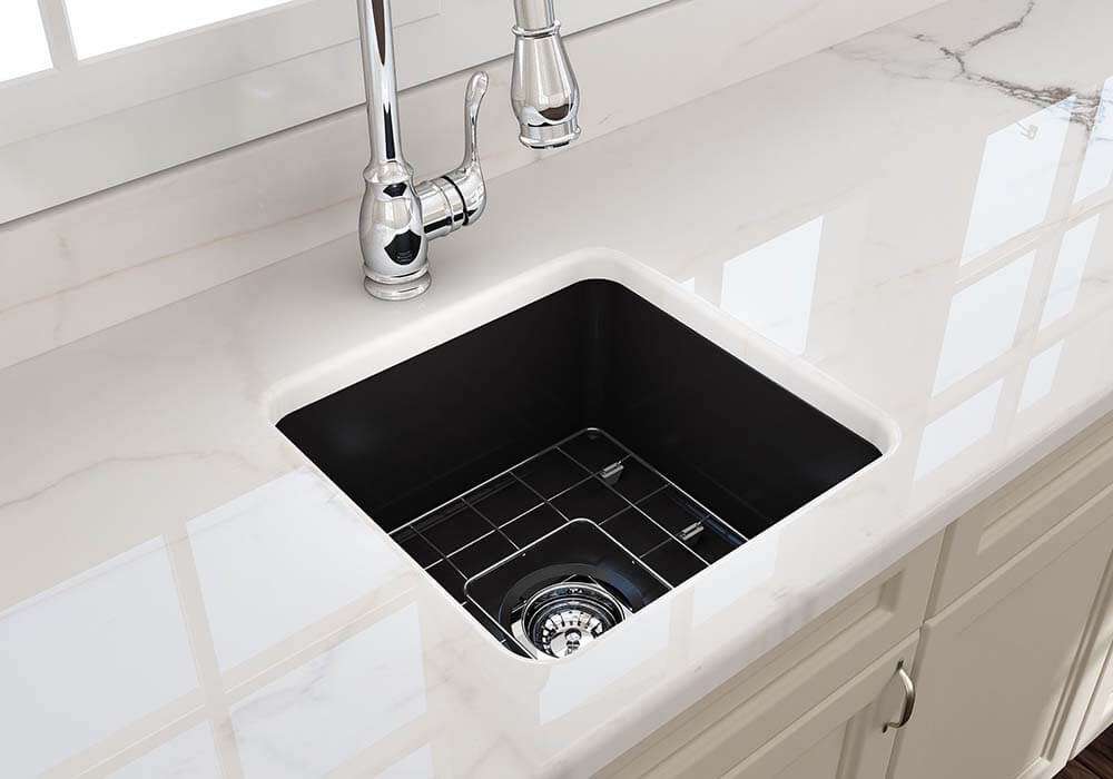 Cuisine 46 x 46 Inset / Undermount Fine Fireclay Matte Black Sink