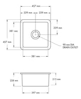 Cuisine 46 x 46 Inset / Undermount Fine Fireclay Gloss White Sink