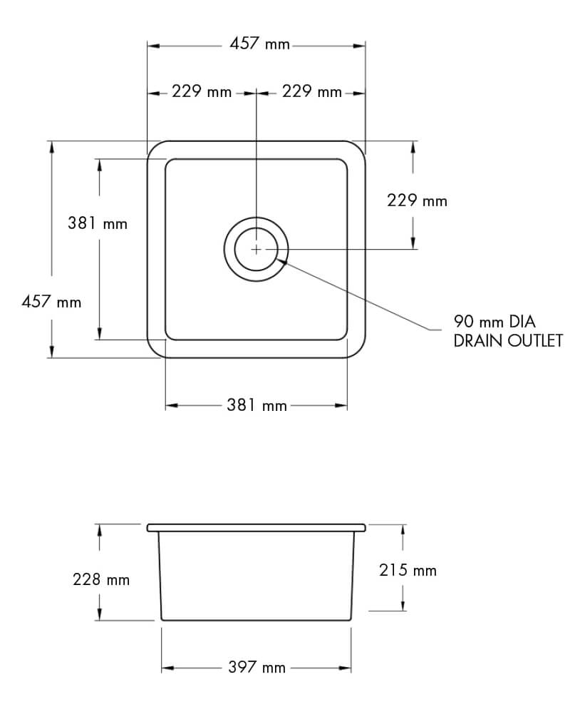 Cuisine 46 x 46 Inset / Undermount Fine Fireclay Matte Black Sink