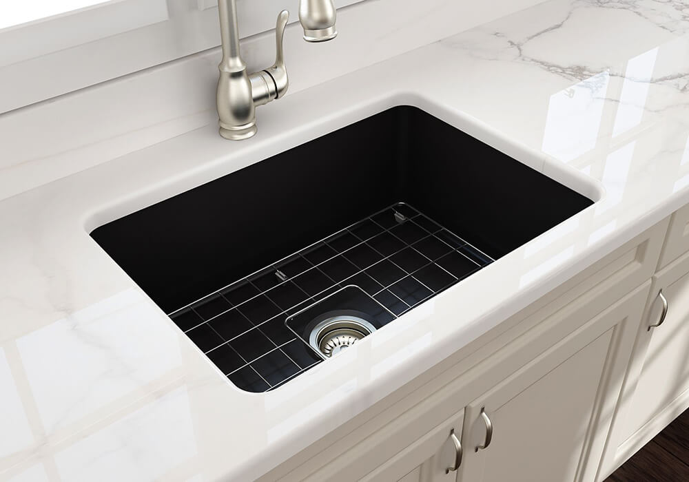 Cuisine 68 x 48 Inset / Undermount Fine Fireclay Matte Black Sink