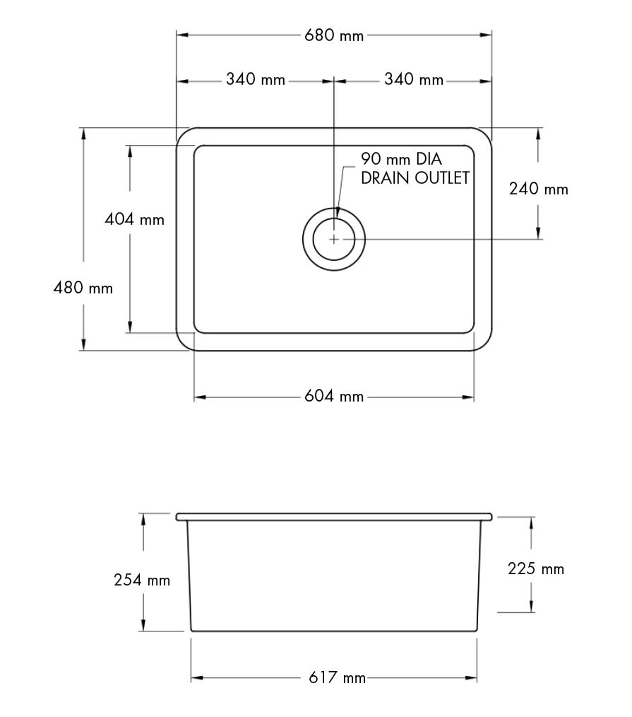 Cuisine 68 x 48 Inset / Undermount Fine Fireclay Gloss White Sink