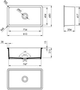 Cuisine 81 x 48 Inset / Undermount Fine Fireclay Matte Black Sink