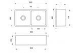 Cuisine 85 x 46 Double Sink Gloss White