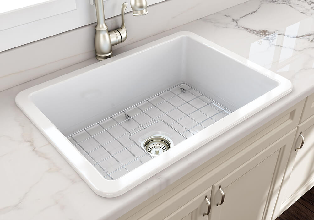 Cuisine 68 x 48 Inset / Undermount Fine Fireclay Gloss White Sink