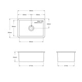 Cuisine 68 x 48 Inset / Undermount Fine Fireclay Matte Black Sink