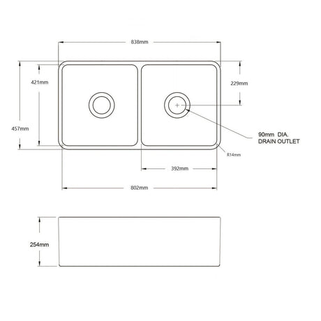 Novi 84 x 46 Farmhouse Sink