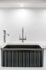 Novi 60 x 46 Fine Fireclay Matte Black Farmhouse Butler Sink