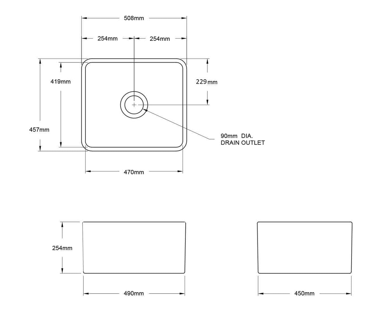 Novi 50 x 46 Fine Fireclay Concrete Look Farmhouse Butler Sink