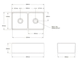 Novi Fine Fireclay 85 x 46 Gloss White Farmhouse Butler Sink