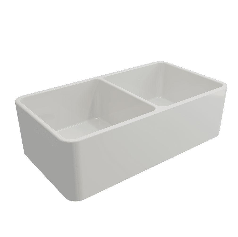 Novi Fine Fireclay 85 x 46 Gloss White Farmhouse Butler Sink