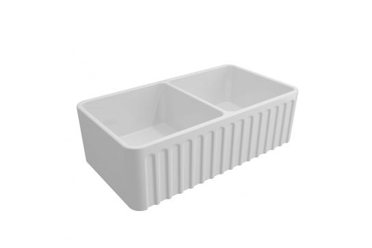 Novi Fine Fireclay 85 x 46 Gloss White Farmhouse Butler Sink