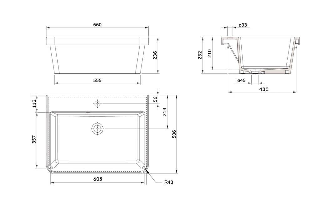 Ravine 66 x 51 Inset Sink